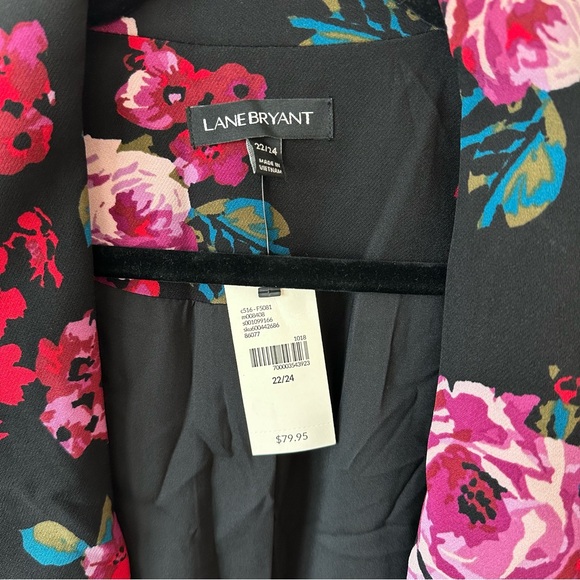 Lane Bryant Black Floral Open Front Long Line Blazer, size 22/24 NWT - Picture 4 of 9